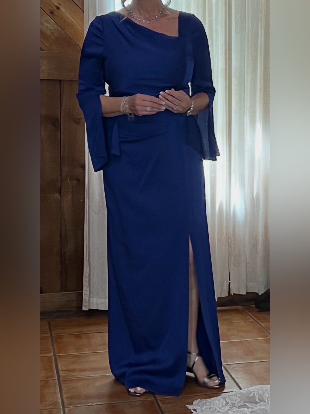 Teri Jon - Blue Gown With Front Slit - Size 12